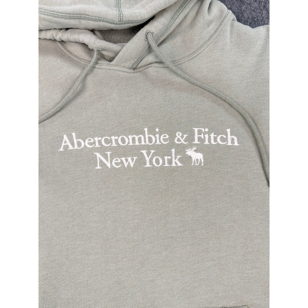 Abercrombie & Fitch New York Logo Soft Fleece Hoodie Sage Green Mens Medium